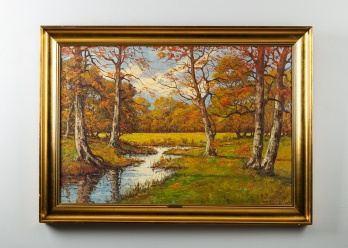 Старинная картина с осенним пейзажем код. RM4165073