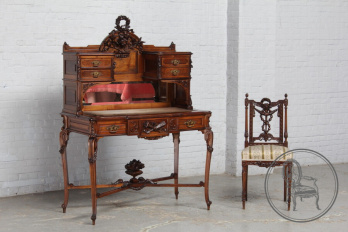 Антикварный комплект для рабочей комнаты, письменный стол со стулом код. BE3259339