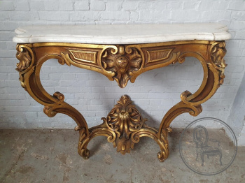 Антикварная консоль из позолоченного дерева с мраморной столешницей код. BE106955
