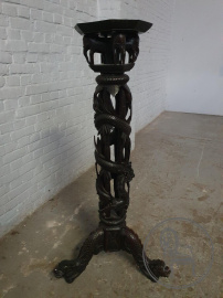 Антикварная китайская подставка из красного дерева с изображением дракона код. BE106981