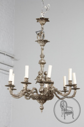 Старинная люстра из посеребренной бронзы с ангелочками код. BE3259367
