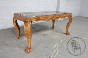 Старинный ореховый кофейный столик с мраморной столешницей код. BE4096933