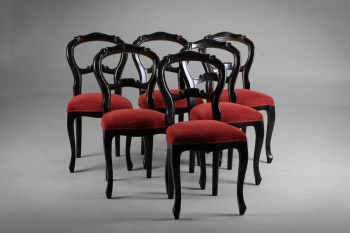 Старинные стулья (6 шт.) с бордовой обивкой и темным каркасом код.&nbsp;RM4165630