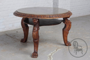 Старинный кофейный столик с каменной столешницей код. BE107464