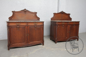 картинка Антикварные комоды (2 шт.) с маркетри и мраморной столешницей салоне старинных вещей "Шебби" являющийся официальным дистрибьютором в России и Беларуси