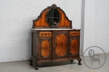 Антикварный комод с зеркалом и мраморной столешницей, инкрустированный в технике маркетри код. BE4096746