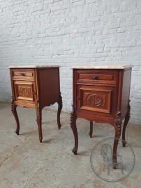 Антикварные тумбочки (2 шт.) из красного дерева с мрамором код. BE4139754