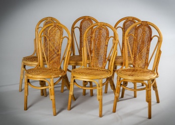 Старинный комплект стульев (6 шт.) из бамбука код. RM4163708