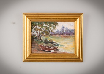 Старинная картина с лодкой и гусем код.&nbsp;RM4165113