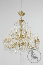 Антикварная люстра из бронзы с хрусталем на много рожков код. BE6176