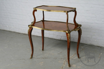 Антикварная двухъярусная этажерка из красного дерева с бронзовыми элементами код. BE6764