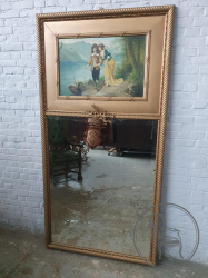 Антикварное зеркало с расписной верхней частью код. BE106965