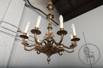 Старинная бронзовая люстра с путти код. BE75025