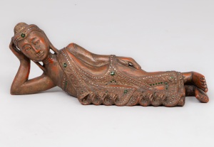 картинка Статуэтка из тика в ориентальном стиле салоне старинных вещей "Шебби" являющийся официальным дистрибьютором в России и Беларуси