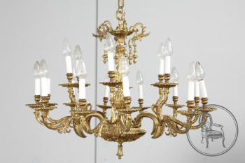 Антикварная бронзовая люстра на 18 свечей код. BE107387