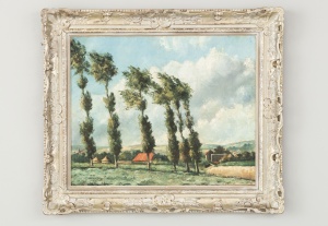 картинка Старинный пейзаж с кипарисами салоне старинных вещей "Шебби" являющийся официальным дистрибьютором в России и Беларуси