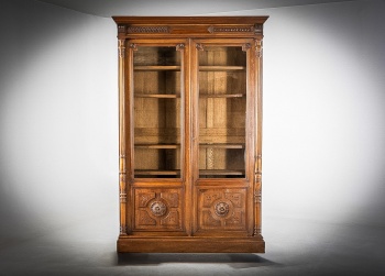 Антикварный книжный двустворчатый шкаф с остеклением код.&nbsp;RM4165855