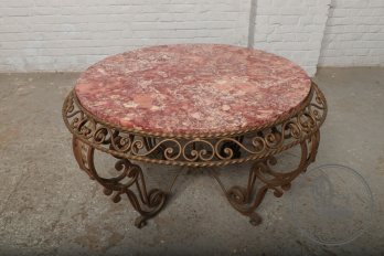 Старинный металлический столик с мраморным верхом в стиле арт-деко код. BE107121