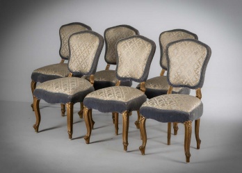 Антикварные стулья (6 шт.) в стиле Людовика XIV в бархатной обивке и с позолоченным каркасом код. RM4165480