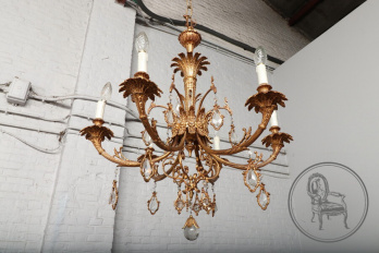 Старинная бронзовая люстра с декором в виде пальметты код. BE107131