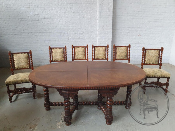 Антикварный комплект для столовой в стиле Тюдор из дуба код. BE3259400