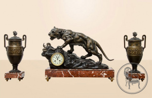 картинка Антикварные каминные часы салоне старинных вещей "Шебби" являющийся официальным дистрибьютором в России и Беларуси