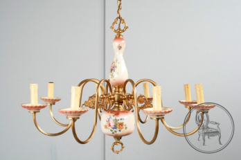 Старинная фламандская люстра из фарфора с латунью код. BE6836