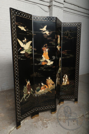 Старинная ширма в ориентальном стиле с инкрустацией натуральными камнями и росписью код. BE73450