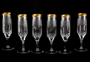 Винтажные позолоченные бокалы для шампанского (6 шт.) код. RM4101436