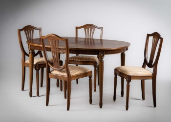 Старинный раздвижной стол и стулья (6 шт.) из ореха в стиле Классицизм код.&nbsp;RM4165497