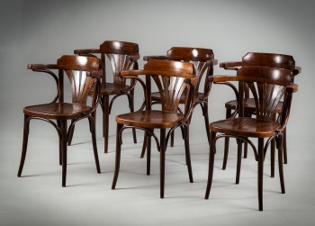 Старинные венские стулья (6 шт.) из дерева темного оттенка с изогнутой спинкой код.&nbsp;RM4165288