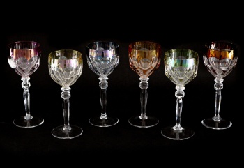 Винтажный набор цветных стеклянных бокалов (6 шт.) код. RM4101430
