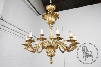 Старинная люстра из бронзы в стиле рококо на 12 рожков код. BE4096939