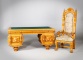 Старинный письменный стол и кресло из дуба с объемной резьбой код. RM4165900 фото 1