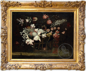 картинка Антикварная картина "Натюрморт с цветами" салоне старинных вещей "Шебби" являющийся официальным дистрибьютором в России и Беларуси