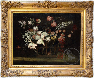 Антикварная картина "Натюрморт с цветами" код. CB4170
