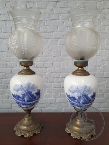 картинка Старинные лампы Delft (пара) салоне старинных вещей "Шебби" являющийся официальным дистрибьютором в России и Беларуси