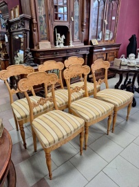 Старинные резные стулья (6 шт.) из карельской березы код.&nbsp;FN49