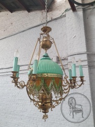 Антикварная бронзовая люстра со стеклянным абажуром код. BE4161620