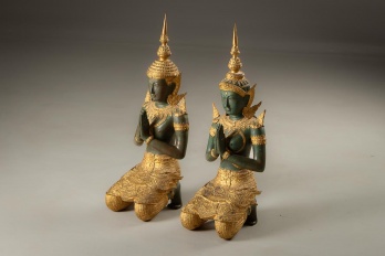 Антикварные восточные статуэтки из бронзы (2 шт.) код. RM4101521