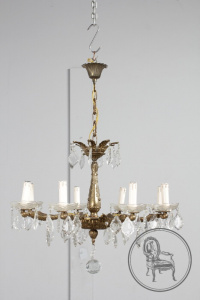картинка Старинная французская люстра из бронзы с хрусталем салоне старинных вещей "Шебби" являющийся официальным дистрибьютором в России и Беларуси